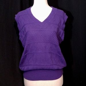 VTG Jean Bell Knitted Purple Pullover Sweater Vest Size Large